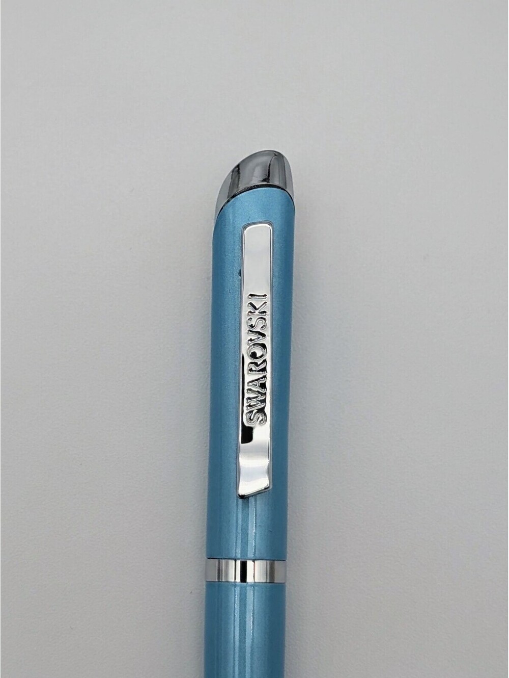 Swarovski Crystalline Silk Ballpoint Pen - Metallic Light Blue - Chrome Plated